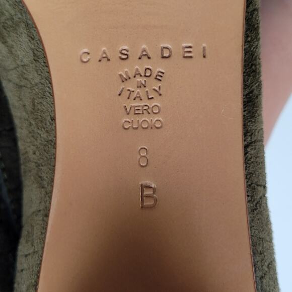 Casadei Suede Croc Green Loafer Heels Pumps - Picture 7 of 8